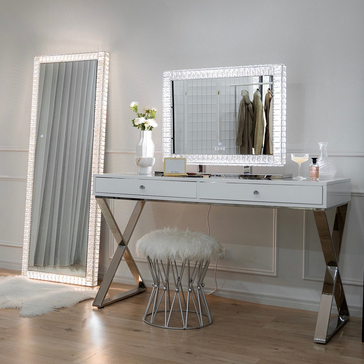 Diamond Floor Mirror - Luvo Store -  Vanity Mirrors