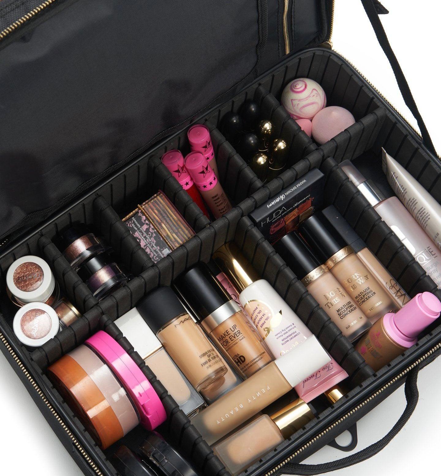 Large Cosmetic Makeup Case with Compartments Dividers – Luvo Store